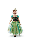 Halloween Short Sleeve Graceful Little Girl Frozen Anna Costume Green