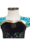 Halloween Short Sleeve Graceful Little Girl Frozen Anna Costume Green