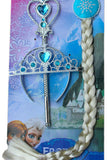 Halloween Accessories Graceful Girl Frozen Elsa Crown Wand And Wig Blue