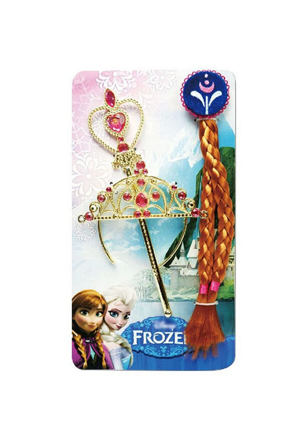Halloween Accessories Graceful Girl Frozen Anna Crown Wand And Wig Gold