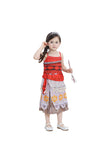 Halloween Party Sleeveless Dress Little Girl Princess Moana Costume Red