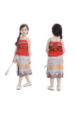 Halloween Party Sleeveless Dress Little Girl Princess Moana Costume Red