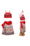 Halloween Party Sleeveless Dress Little Girl Princess Moana Costume Red