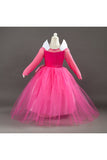 Halloween Long Sleeve Graceful Little Girl Princess Aurora Costume Pink