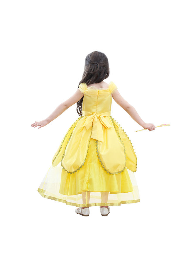 Halloween Graceful Sweet Little Girl Princess Belle Costume Yellow