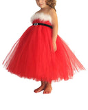 Fashion Kids Girls Off Shoulder Fancy Christmas Costume Santa Dress Red