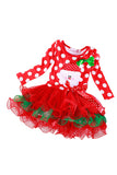 Fancy Long Sleeve Polka Dot Kids Christmas Costume Santa Print Dress