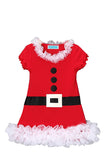 Fancy Kids Short Sleeve Dress Fur Christmas Santa Claus Costume Red