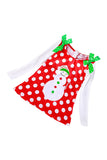 Kids Girls Long Sleeve Polka Dot Christmas Santa Snowman Dress White