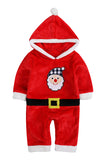 Cute Infant Kids Boys Hooded Jumpsuit Christmas Santa Claus Costume Red