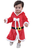 Infant Kids Girls Hooded Bowknot Dress Christmas Santa Claus Costume