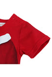 Cute Crew Neck Short Sleeve Infant Boys Christmas Santa Romper Dark Red
