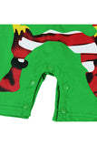 Cute Crew Neck Short Sleeve Infant Boys Christmas Santa Romper Green
