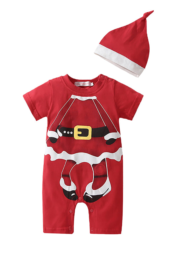 Cute Infant Girls Short Sleeve Romper Christmas Santa Claus Costume Red