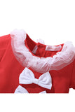 Cute Kids Girls Short Sleeve Bowknot Dress Christmas Santa Claus Costume