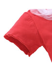 Cute Kids Girls Short Sleeve Bowknot Dress Christmas Santa Claus Costume