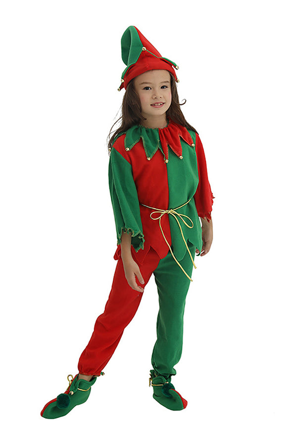 Cute Kids Girls Christmas Santa Helper Elf Costume Suit Red