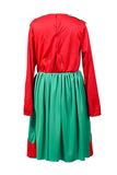 Long Sleeve Girls Christmas Santa Little Helper Elf Costume Dress Red