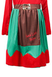 Robe de Costume d'Elfe de Père Noël à Manches Longues pour Filles Rouge