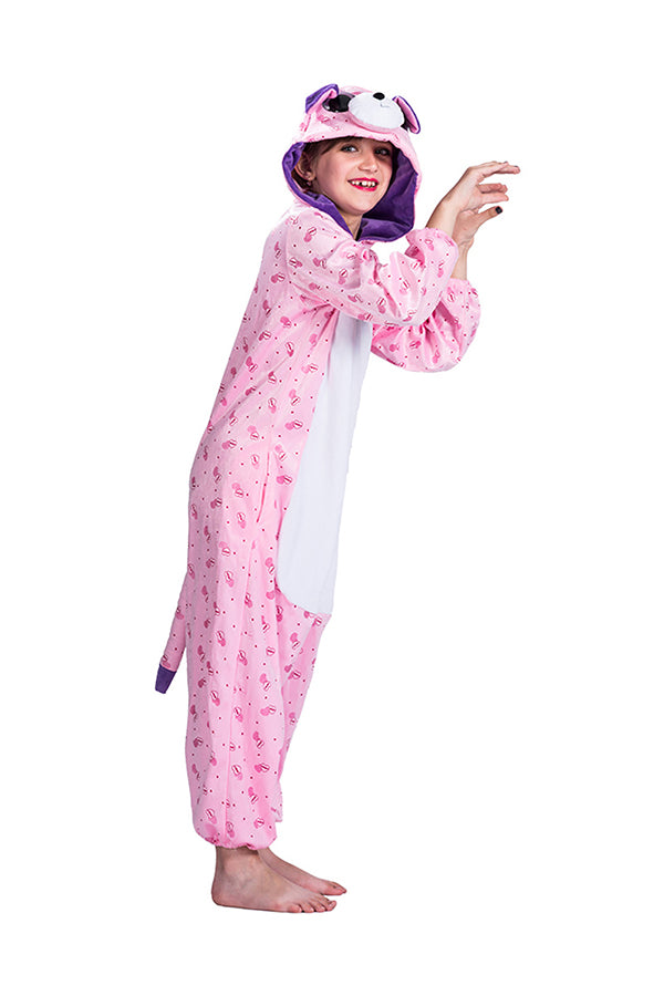 Kids Girls Hooded Onesies Halloween Cat Pajamas Animal Costume Pink