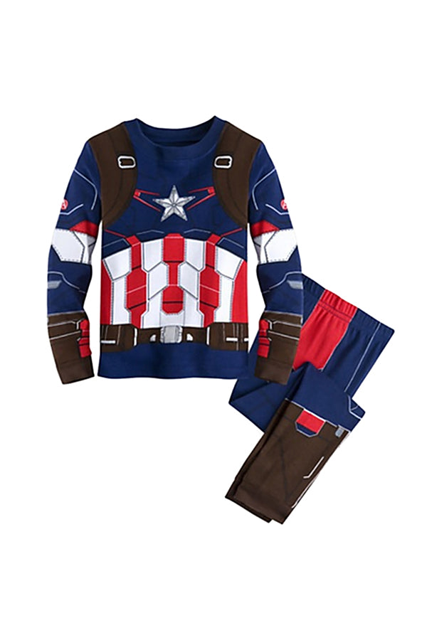 Crew Neck Long Sleeve Captain America Halloween Kids Boys Pajama