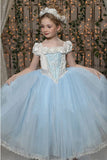 Sweet Kids Girls Christmas Cinderella Princess Costume Dress Light Blue
