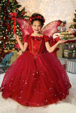 Graceful Kids Girls Christmas Cinderella Princess Costume Dress Red