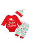 Long Sleeve Reindeer Snowflake Trees Print Christmas Infant Pajama