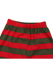 Cute Long Sleeve Reindeer Print Stripe Christmas Kids Pajama Suit Red