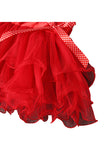 Long Sleeve Polka Dot Santa Print Kids Christmas Costume Dress Red