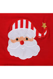 Long Sleeve Santa Print Dress Stripe Pants Kids Christmas Costume Red