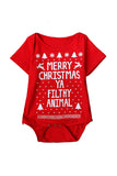 Cute Lovely Short Sleeve Merry Christmas Infant Costume Bodysuit Red