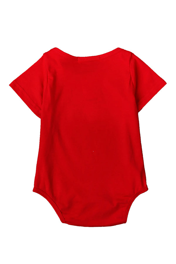 Cute Lovely Short Sleeve Merry Christmas Infant Costume Bodysuit Red