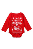 Cute Lovely Long Sleeve Merry Christmas Infant Costume Bodysuit Red