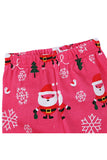Long Sleeve Santa Snowflake Trees Print Christmas Kids Girls Pajama Pink