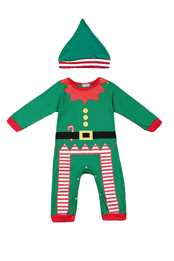 Christmas Infant Boys Santa Little Helper Elf Costume Jumpsuit Green