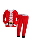 Long Sleeve Sleepwear Kids Boys Christmas Santa Claus Pajamas Suit Red