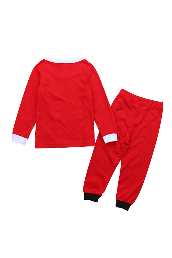 Long Sleeve Sleepwear Kids Boys Christmas Santa Claus Pajamas Suit Red