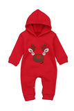 Long Sleeve Hooded Kids Infant Christmas Reindeer Print Pajamas Jumpsuit