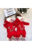 Long Sleeve Hooded Kids Infant Christmas Reindeer Print Pajamas Jumpsuit