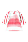 Cute Crew Neck Long Sleeve Stripe Christmas Reindeer Print Dress Pink