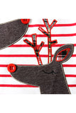 Cute Crew Neck Long Sleeve Stripe Christmas Reindeer Print Dress Pink