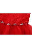 Sleeveless Kids Girls Fancy Lace Christmas Party Princess Dress Red