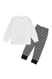 Cute Long Sleeve Kids Boys Christmas Reindeer Print Stripe Pajama White