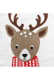 Cute Long Sleeve Kids Boys Christmas Reindeer Print Stripe Pajama White