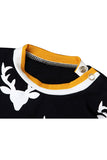 Long Sleeve Stripe Reindeer Print Baby Boys Christmas Pajama Jumpsuit
