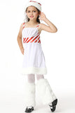 Cute Kids Girls Lollipop Christmas Dress Fur Snowman Costume White