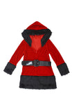 Fur Trim Hooded V Neck Christmas Dress Kids Girls Santa Claus Costume