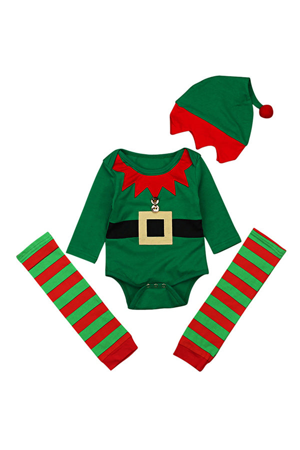 Baby Boys Long Sleeve Romper Stripe Leg Warmer Christmas Elf Costume