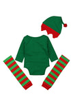 Baby Boys Long Sleeve Romper Stripe Leg Warmer Christmas Elf Costume